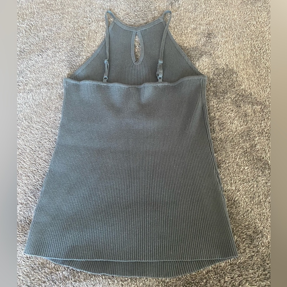 ribbed knit halter top with keyhole slate Size L, tags still attached. - Picture 4 of 5